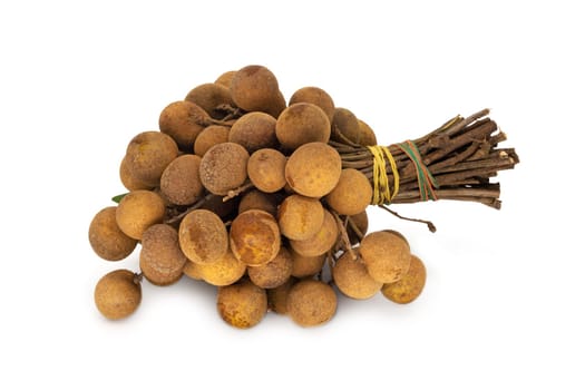 Longan Fruit On White Background, bunch of lamyai close up
