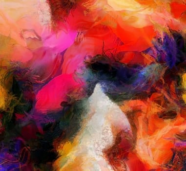Colorful Hot Abstract Painting. 3D rendering