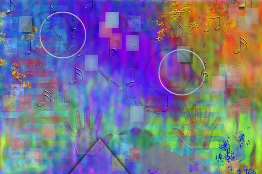 Colorful abstract with music notes