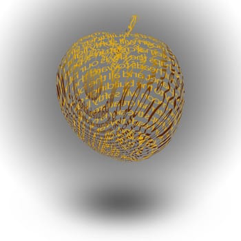 3D rendered Apple. Lines of words