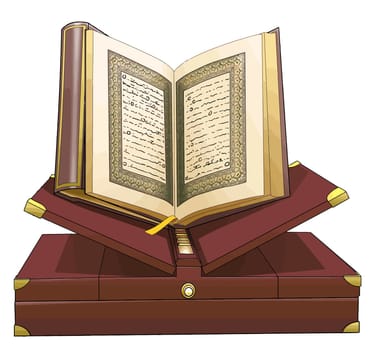quran holy islam open muslim religious koran golden illustration