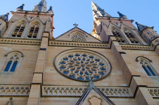 SYDNEY - AUGUST 16 2017: The St.Mary's Cathedral in Sydney, Australia on August 16, 2017. The architecture of Cathedral is typical of the Gothic Revival of the 19th century.