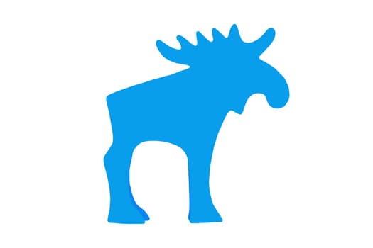 Christmas decoration background for your design. An abstract blue elk isolated on a white background.
