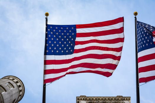 American Flag Closeup Backlit USA Patriotism Hanging Background Texture