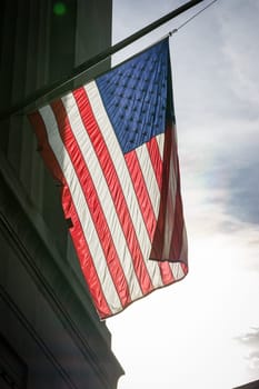 American Flag Closeup Backlit USA Patriotism Hanging Background Texture