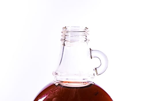 Glass Jar Jug Clear Brown Maple Syrup Container White Isolated Background Ingredient Food Sweet Dessert