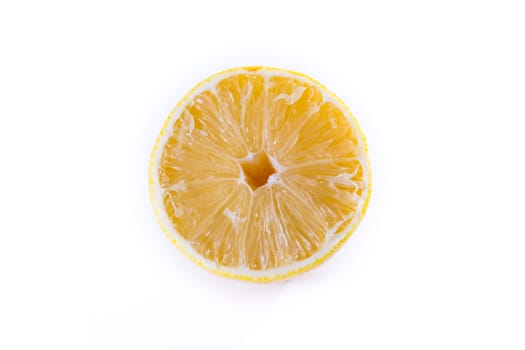 Lemon Cross Section Fruit Cut Slice Piece Texture Fresh Juicy Yellow White Isolated Background Closeup