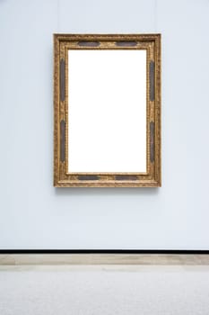 Art Museum Frame Wall Ornate Minimal Design White Isolated Clipping Path Template