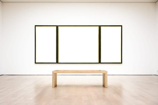 Modern Art Museum Frame Wall Clipping Path Isolated White Vector Illustration Template