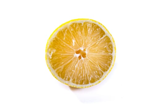 Lemon Cross Section Fruit Cut Slice Piece Texture Fresh Juicy Yellow White Isolated Background Closeup