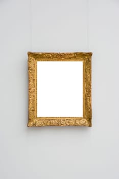 Art Museum Frame Wall Ornate Minimal Design White Isolated Clipping Path Template