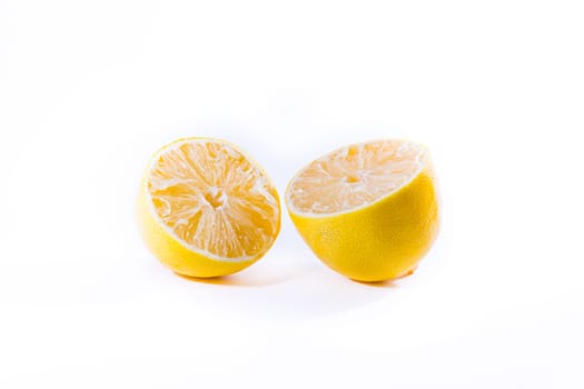 Lemon Cross Section Fruit Cut Slice Piece Texture Fresh Juicy Yellow White Isolated Background Closeup