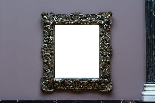 Art Museum Frame Wall Ornate Minimal Design White Isolated Clipping Path Template