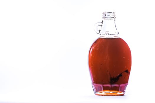 Glass Jar Jug Clear Brown Maple Syrup Container White Isolated Background Ingredient Food Sweet Dessert