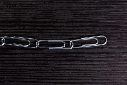 Paper Clip Chain Office Supplies Desk Texture Wood Black Team Strength