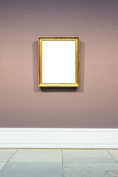 Art Museum Frame Dark Grey Wall Ornate Minimal Design White Isolated Clipping Path Template