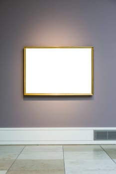 Art Museum Frame Dark Grey Wall Ornate Minimal Design White Isolated Clipping Path Template