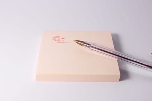Red Pen Ink Writing Sticky Note Notepad Reminder Scribble White Background