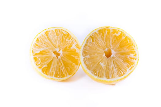 Lemon Cross Section Fruit Cut Slice Piece Texture Fresh Juicy Yellow White Isolated Background Closeup