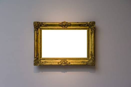 Art Museum Frame Dark Grey Wall Ornate Minimal Design White Isolated Clipping Path Template