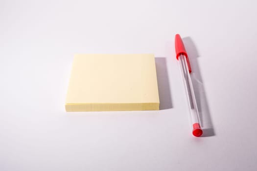 Red Pen Ink Writing Sticky Note Notepad Reminder Scribble White Background