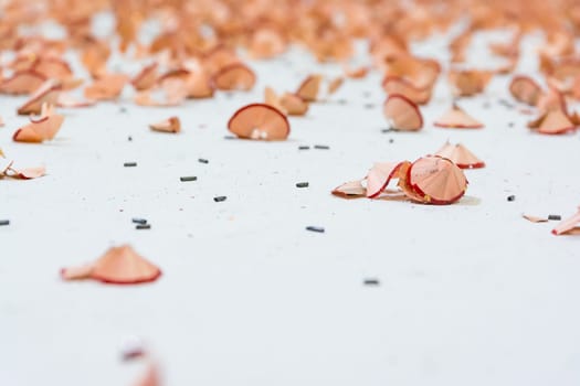 Red Pencil Shavings Closeup Texture Background White Pieces Dust Art Drawing Pieces
