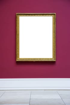 Art Museum Frame Wall Ornate Minimal Design White Isolated Clipping Path Template