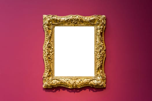 Art Museum Frame Wall Ornate Minimal Design White Isolated Clipping Path Template