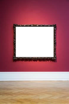 Art Museum Frame Wall Ornate Minimal Design White Isolated Clipping Path Template