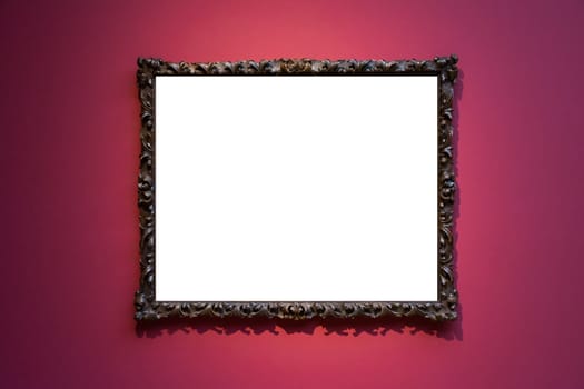 Art Museum Frame Wall Ornate Minimal Design White Isolated Clipping Path Template