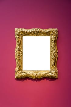 Art Museum Frame Wall Ornate Minimal Design White Isolated Clipping Path Template