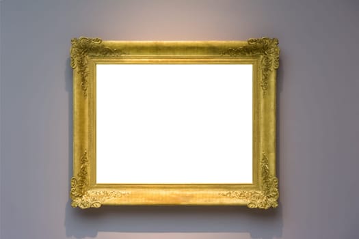 Art Museum Frame Dark Grey Wall Ornate Minimal Design White Isolated Clipping Path Template