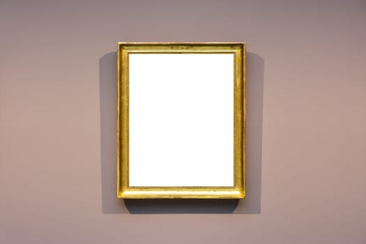 Art Museum Frame Dark Grey Wall Ornate Minimal Design White Isolated Clipping Path Template