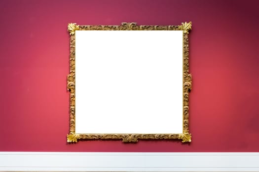 Art Museum Frame Wall Ornate Minimal Design White Isolated Clipping Path Template