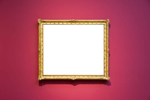 Art Museum Frame Wall Ornate Minimal Design White Isolated Clipping Path Template