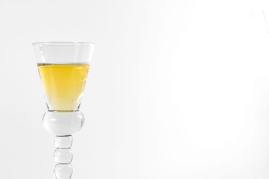 Single Shot Glass Wine Style Isolated White Background Triple Three Together Full Empty Contrast Elegant Fancy Round Stem