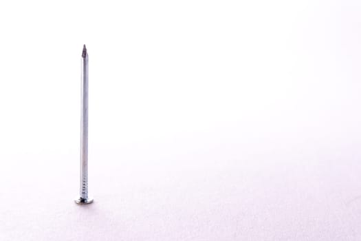 Single Nail Metal Chrome Gold Standing Laying Object Construction Background