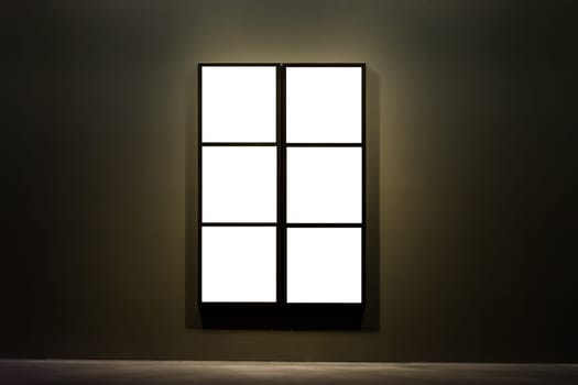 Art Museum Frame Dark Grey Wall Ornate Minimal Design White Isolated Clipping Path Template