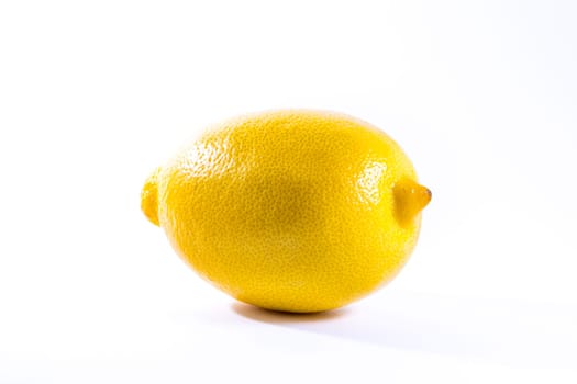 Single Lemon White Background Bright Yellow Fruit Fresh Food