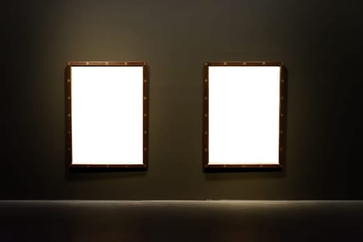Art Museum Frame Dark Grey Wall Ornate Minimal Design White Isolated Clipping Path Template