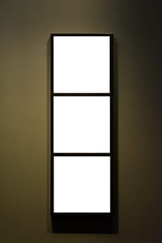 Art Museum Frame Dark Grey Wall Ornate Minimal Design White Isolated Clipping Path Template