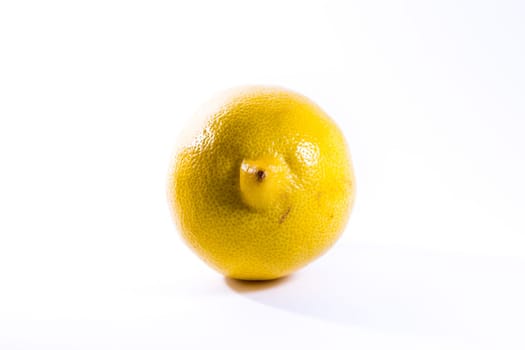 Single Lemon White Background Bright Yellow Fruit Fresh Food