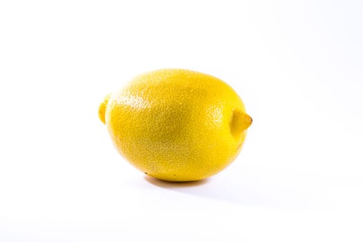 Single Lemon White Background Bright Yellow Fruit Fresh Food