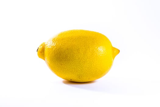 Single Lemon White Background Bright Yellow Fruit Fresh Food