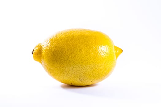 Single Lemon White Background Bright Yellow Fruit Fresh Food