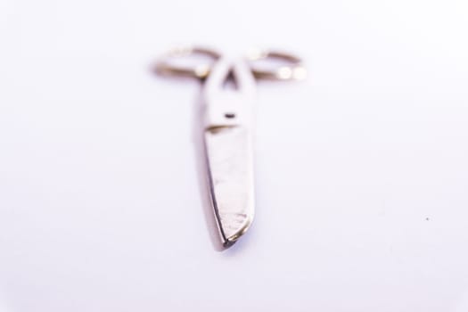 Shiny Metal Scissors Medical Construction Blank White Background Object