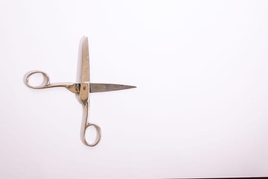 Shiny Metal Scissors Medical Construction Blank White Background Object