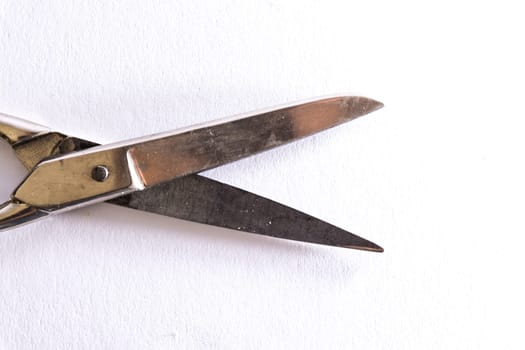 Shiny Metal Scissors Medical Construction Blank White Background Object
