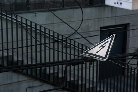 Shock Warning Caution Yield Sign Power Line Triangle Metal