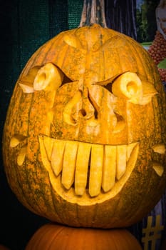 Pumpkin Scary Funny Face Expressive Comedy Halloween Holiday Outhouse Diving Board Head Seasonal Sculpture Decoration